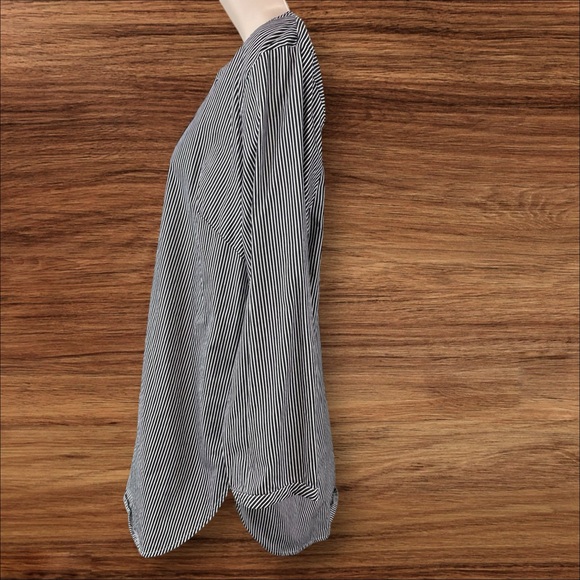 Talbots Women Pt Large Popover Blouse Tunic Cotton Classic Stripe Nautical (516) - Picture 2 of 13